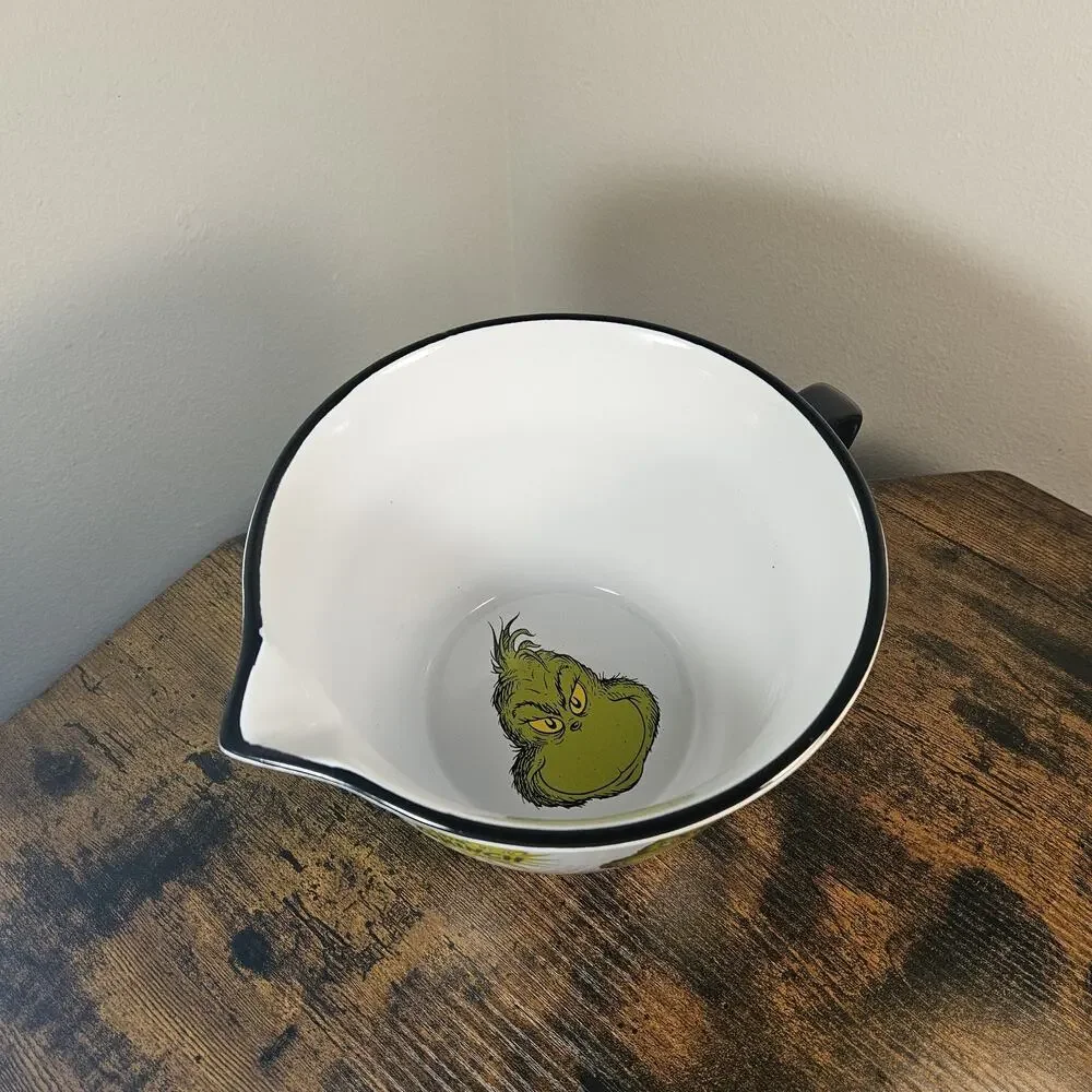 The Grinch 10 Cup Ceramic Christmas Batter Mixing Bowl Spout Handle Dr Seuss